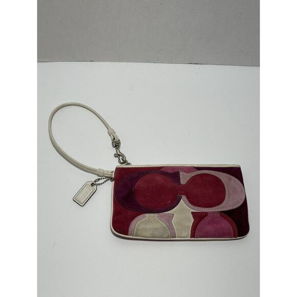 Coach Ltd Ed Op Art Multicolor Suede Leather Zipper Closure Wristlet Wallet - Picture 2 of 13